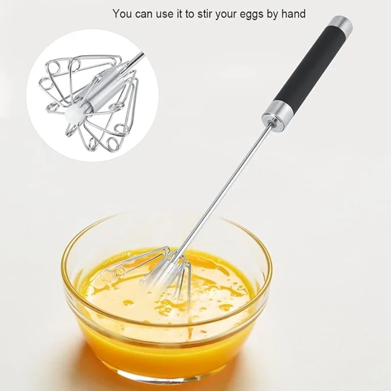 Rotating Stainless Steel Hand Whisk - Image 5