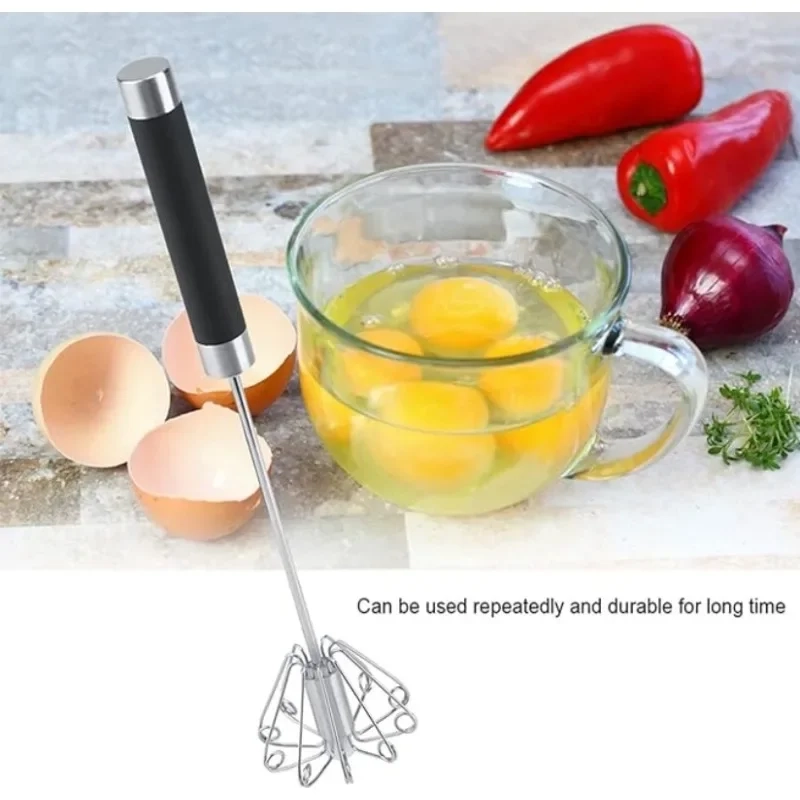 Rotating Stainless Steel Hand Whisk - Image 4