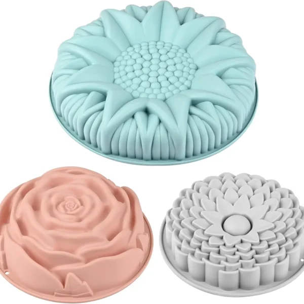 3-Pack Flower Silicone Cake Molds