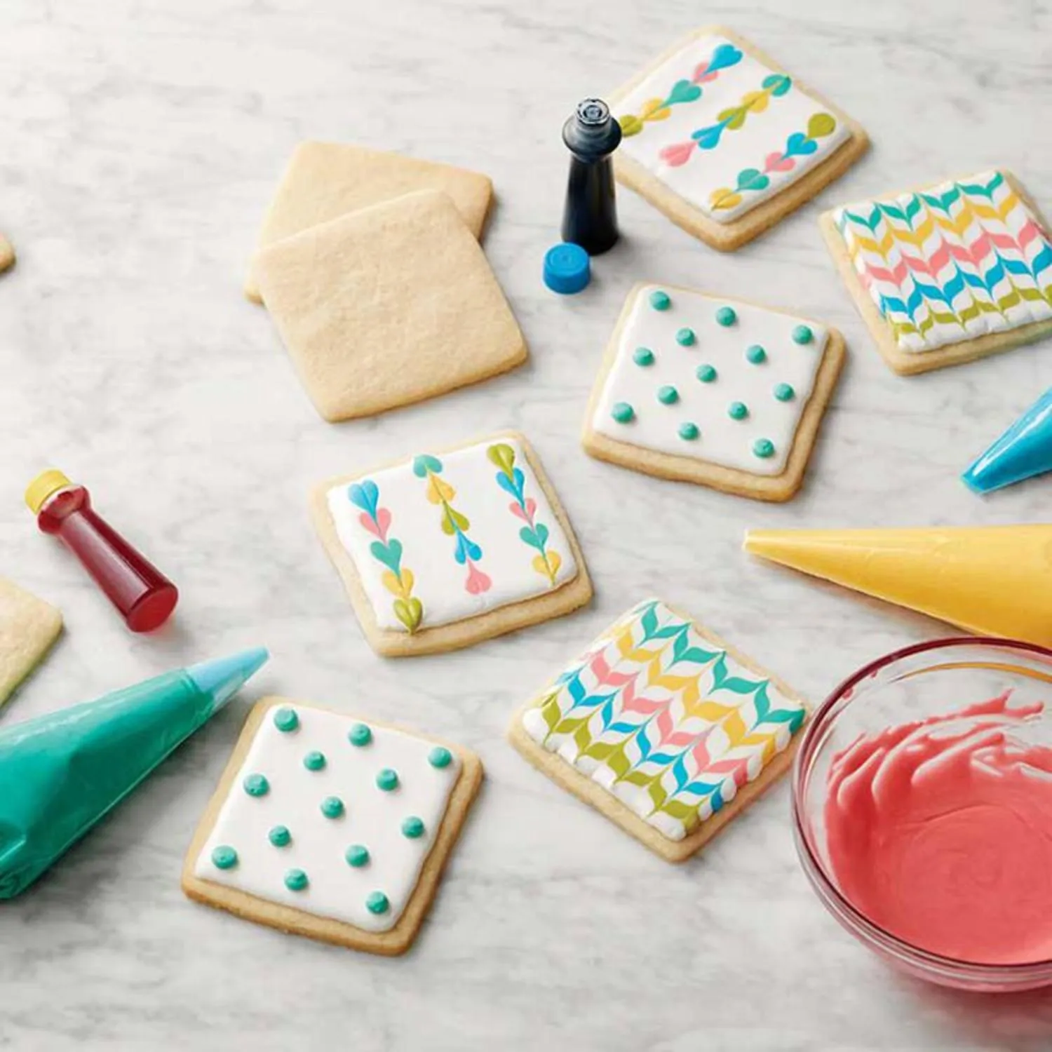 Heart shaped cookies decorated with royal icing